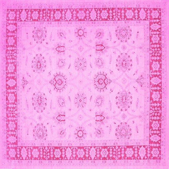 Ahgly Company Indoor Square Oriental Pink Traditional Area Rugs, 8' Square