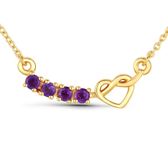 Genuine Amethyst Heart Necklace in .925 Sterling Silver with 18k Yellow Gold Plating February Birthstone Purple Heart Necklace Amethyst Jewelry For Women
