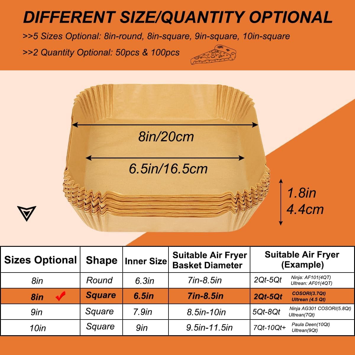 JJEAN-Small Air Fryer Disposable Liners for 2 to 5 QT Airfryer, 200PCS Mini Air Fryer Parchment Paper Liners, Compatible with CHEFMAN 2 QT, Cosori 2.1 QT, Dash 2.6 Qt, Instant Pot Mini Airfryer