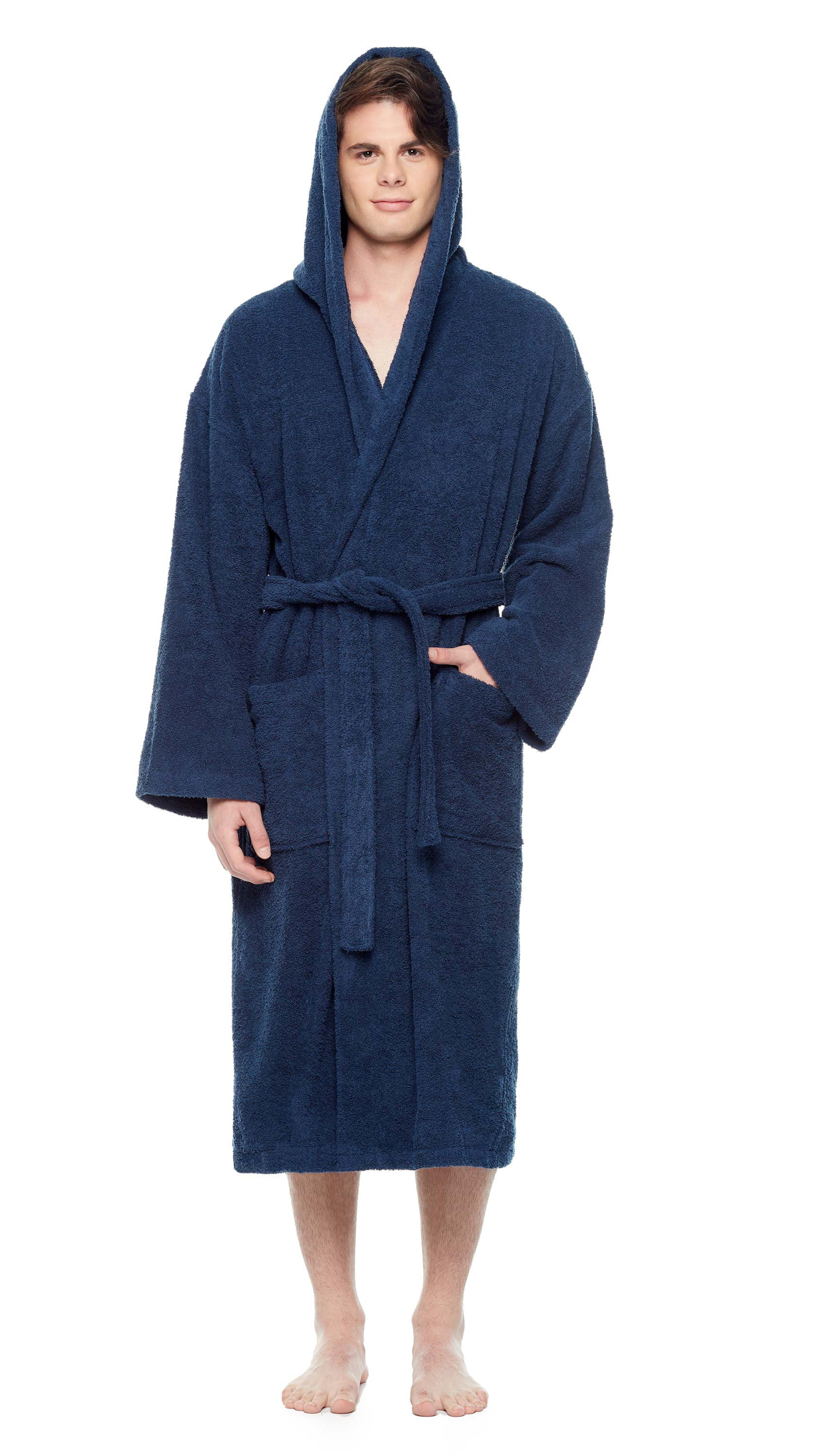 Arus Mens Classic Hooded Bathrobe Turkish Cotton Terry Cloth Robe Arus Marketing