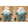 thumbnail image 3 of Baby Boys Girls Snow Suits Puffer Romper Hooded Coat for Winter Outwear Solid Color Warm Windproof Baby Girl Clothes for Toddler Boys 12-18 Months, 3 of 4