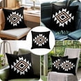 thumbnail image 6 of Triangle Combination Pattern Throw Pillow Cover White Brown Black Retro Decor Cotton Linen Cushion Cover Throw Pillow Case with Invisible Zipper for Couch Sofa Bed Chair Car 26x26 Inch, 6 of 9