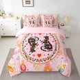 thumbnail image 2 of Feelyou Black Boho Cat Bedding Comforter Set 7pcs, Pink Cartoon Flower Full Bedding Set, 2 of 8