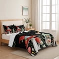 thumbnail image 5 of Full Quilt Set 78''x90'', Mushroom Lightweight Bedspread Coverlet Set with 2 Pillow Shams, Botanical Watercolor Gnomes Butterfly Leaf Plant Breathable All Season Quilt Bedding for Bedroom/Guest Room, 5 of 9