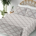thumbnail image 3 of Ambesonne Damask Fitted & Flat Sheet with Sham 3 Pcs Set, Nostalgic Leafy Bloom Print, Twin, Warm Taupe Coconut, 3 of 5