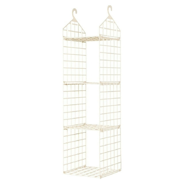 Foldable Multi-Layer Hanging Closet Organizer, Stackable Shelves for Wardrobe, Locker, Dorm Room, Sturdy Plastic Rack with Wide Opening for Easy Access, Maximizes Vertical Space, A Hanging Basket