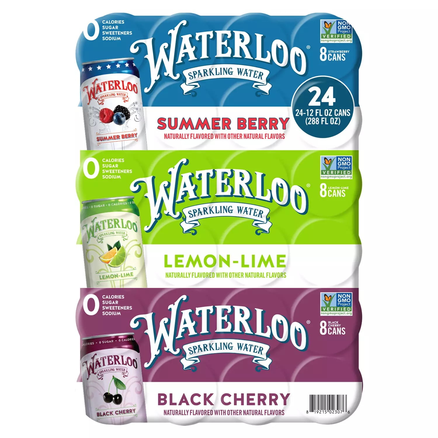 Waterloo Sparkling Water Variety Pack, 12 Fluid Ounce (Pack of 24)