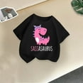 thumbnail image 2 of SGFCWSX Girls Short Sleeve T-Shirt, Kids Casual Crew Neck Cotton Print Top, Daily Summer Tees Black Size 2-4 Years, 2 of 7