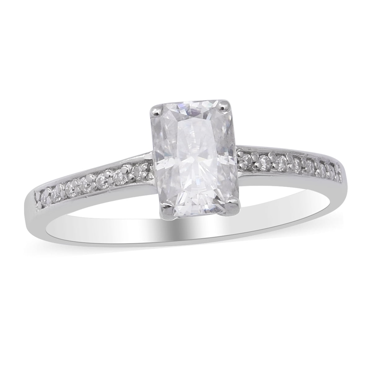 3.12 Ct Near White Emerald Moissanite Engagement Ring 925 Sterling Silver