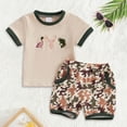 thumbnail image 2 of Toddler Boys 2 Piece Clothes Crew Neck Camouflage Printed Summer Sets Soft Comfy Baby Boy Outfit,Brown,3-6 Months, 2 of 3