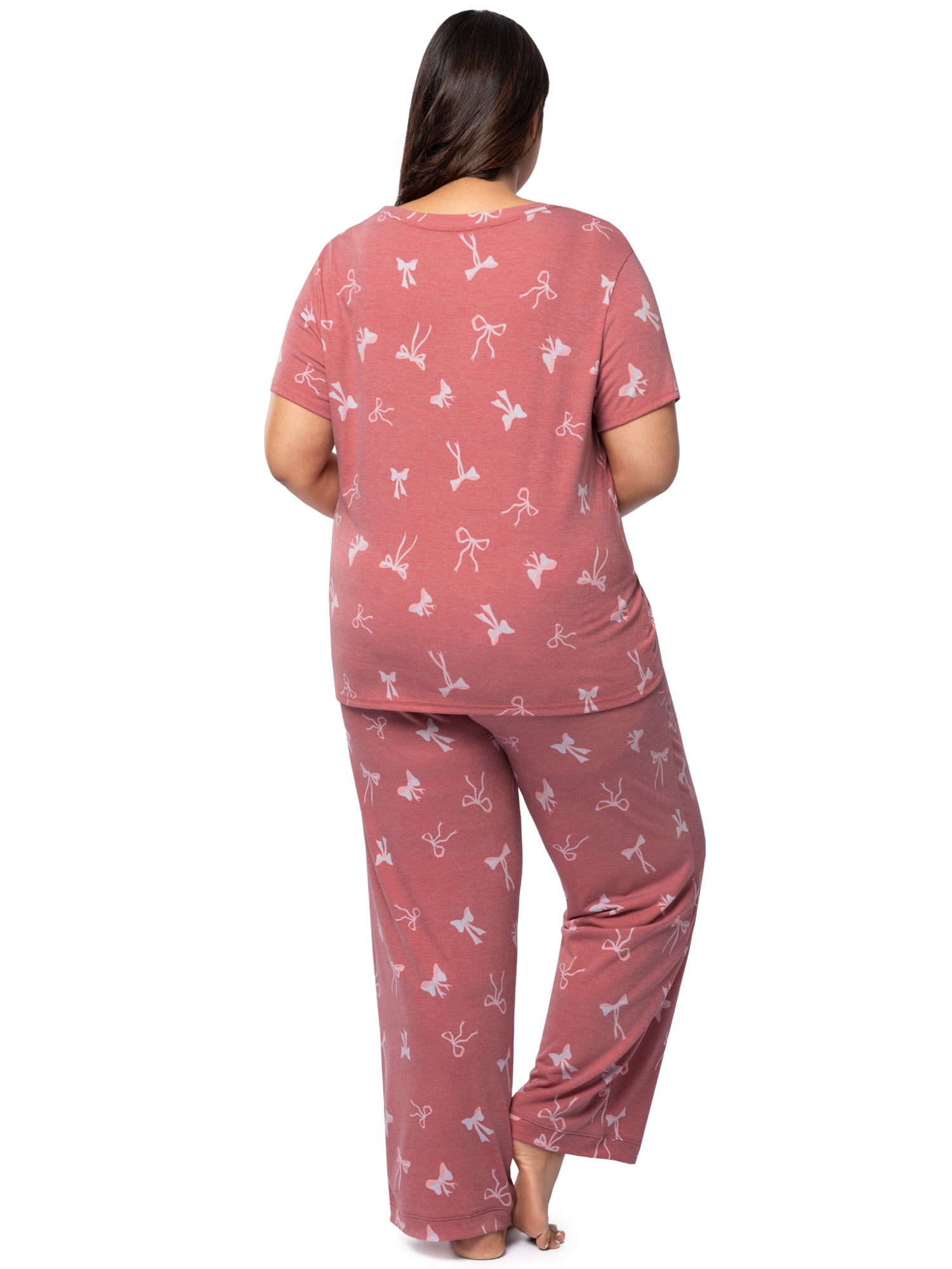 Fruit of the Loom Women's Soft & Breathable V-Neck Short Sleeve Top & Pajama Pant Set, Sizes S-4X