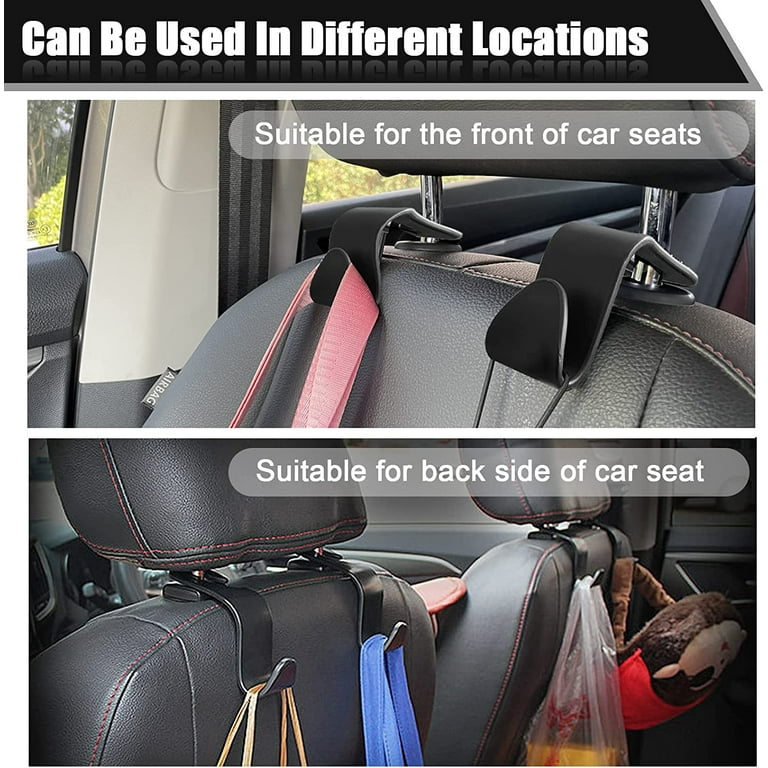 2PCS Car Seat Headrest Hooks, Universal Black Car Seat Hooks, Car