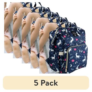 LEQUEEN Unicorn Diaper Backpack, Water-Resistant, Navy
