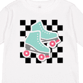 thumbnail image 4 of Inktastic Retro Skating Roller Skates Checkered Girls Long Sleeve Toddler T-Shirt, 4 of 5