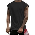 thumbnail image 2 of YLSDY Fashion Cut Off Tank Tops Men Oversized Work Out Big and Tall Tank Top Summer Beach Vacation Outfits Vintage Tees Streetwear Black S, 2 of 8