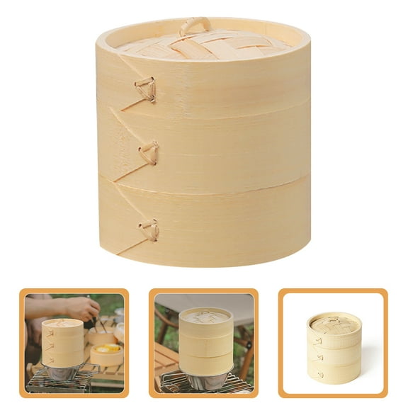 Homoyoyo Bamboo Steamer Basket Khaki for Kitchen Use