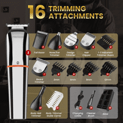 PRITECH Beard Trimmer for Men, All-in-One Hair Clippers Kit, Precision Cordless Grooming Set Waterproof IPX6 for Beard, Hair, Body, Nose, Ear, with Foil Razor (Silver)