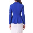 thumbnail image 3 of Blazer Peplum Chic INSPIRE para mujer, blazer de trabajo casual elegante de un solo botón, azul real, talla S, 3 of 6