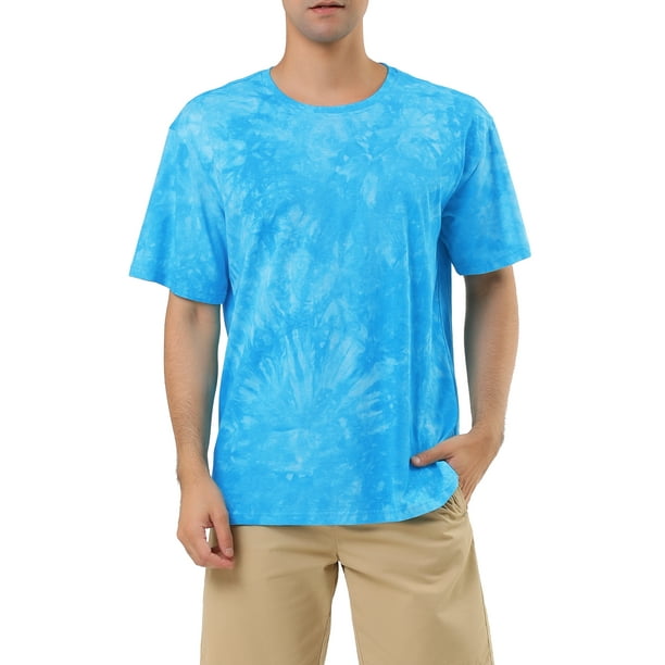 Camisetas de hombre INSPIRE CHIC para el Día del Padre, de manga corta, verano, camiseta de teñido anudado, camisetas impresas, S azul real