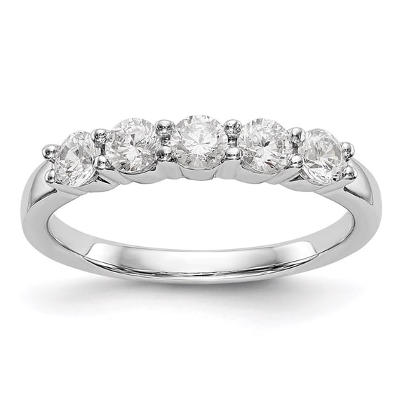 14K White Gold Ring Band Wedding Diamond Round 5-Stone