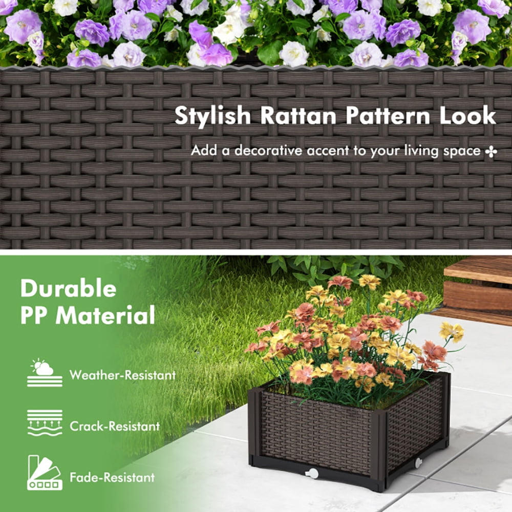 YYAo Garden Bed,Vegetables Growing Box,2 Set Elevated Plastic Raised Garden Bed Planter Kit for Flower Vegetable Grow-Brown