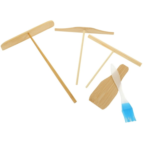MLINS Bamboo Crepe Spreader and Spatula Set for Kitchen Use Beige Color 5pcs