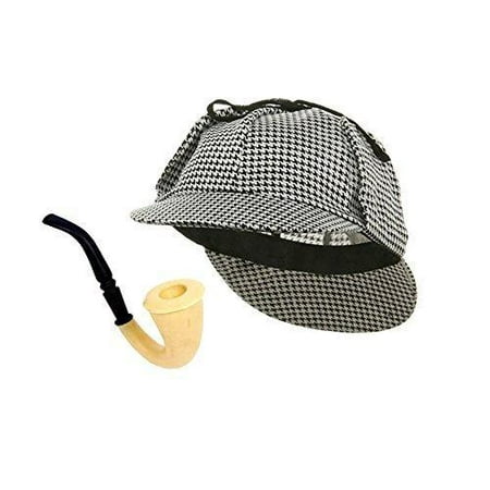 Funny Party Hats Detective Hat and Pipe - Sherlock Holmes Kit