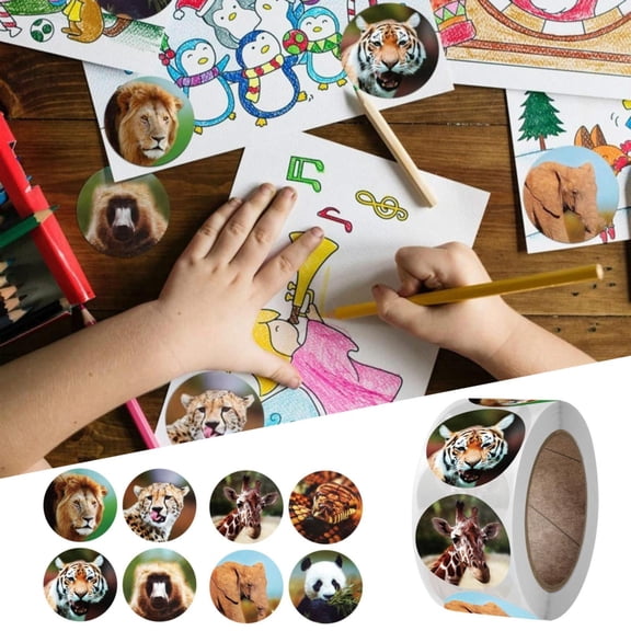 Kids Stickers,2 Roll Pack Animal Stickers School Award Stickers DIY Hand Tent Diary Label Student Stationery Stickers