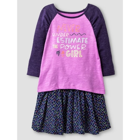 Cat & Jack "Never Underestimate the Power of a Girl" Baby Girl's 12M Purple 2-Piece Skirt & Shirt Set