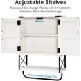 thumbnail image 6 of Farmhouse Medicine Cabinet with 2 Barn Door, Wood Wall Mounted Storage Cabinet with Adjustable Shelf and Towel Bar, 3-Tier Bathroom Cabinet for Bathroom, Living Room(Vintage White, Medium), 6 of 9