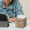 thumbnail image 5 of Psesaysky Waterproof Tissue Box Cover Square, Brown Boho Mandala PU Leather Tissue Box Holders, Fashion Facial Paper Organizer Dispenser for Bathroom, Car, Office, 5 of 6