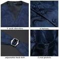 thumbnail image 5 of HISDERN Formal Mens Vest Paisley Jacquard Silk Ties Suit Waistcoat Set Wedding 3PCS Navy Blue 3XL, 5 of 7