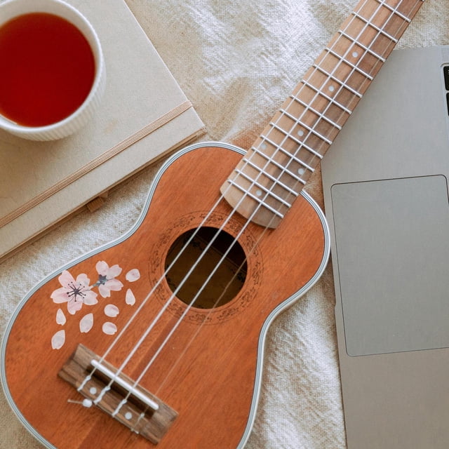 Raindrops 2Pcs Self Adhesive Pink Guitar Fingerboard Sticker Floral Design for Stylish Instrument Decor