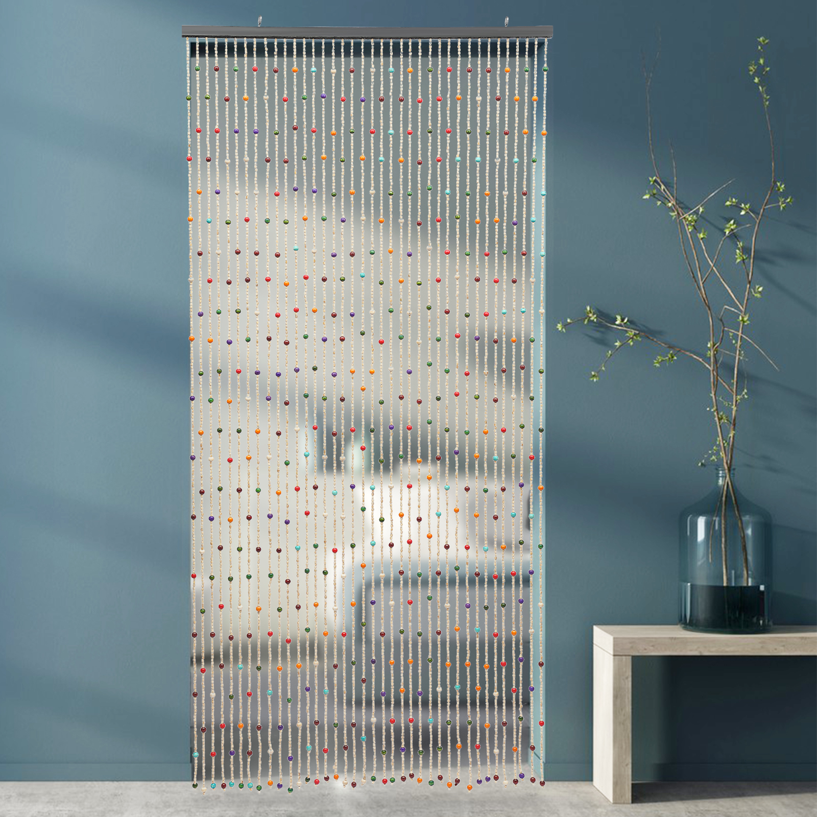 Wildnix Traditional Chinese Style Beaded Curtain with Bamboo Wood and Cotton Thread, &nbsp; Decorative Design for Door/Window