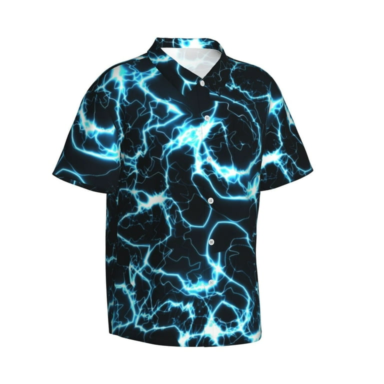 Daiia Lightning Hawaiian Shirt for Men Gentle Cotton Regular Short