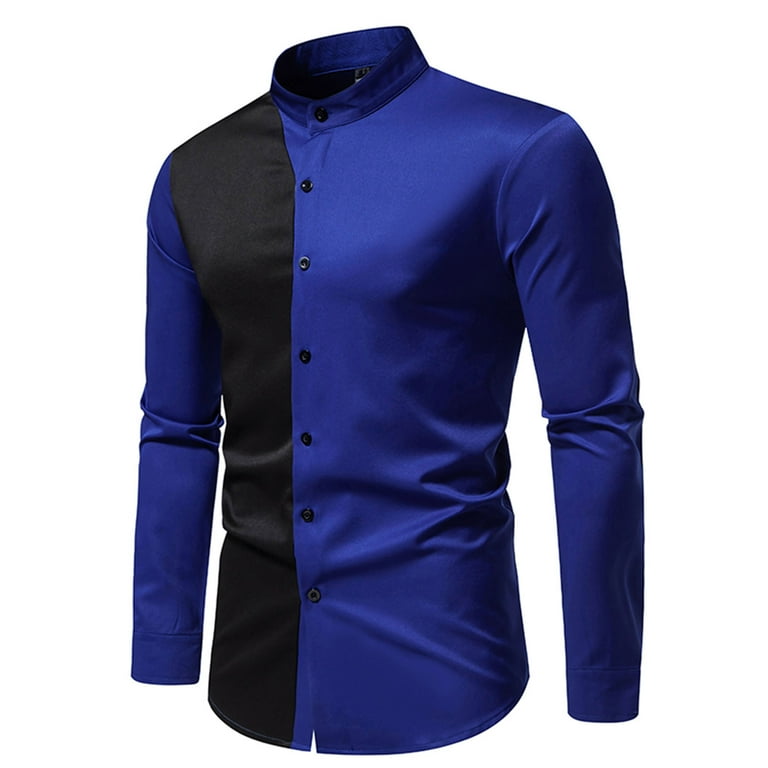 Mens Semi Casual Shirts Men's Semi Formal Business Dress Shirt Long Sleeve  Slim Fit Button