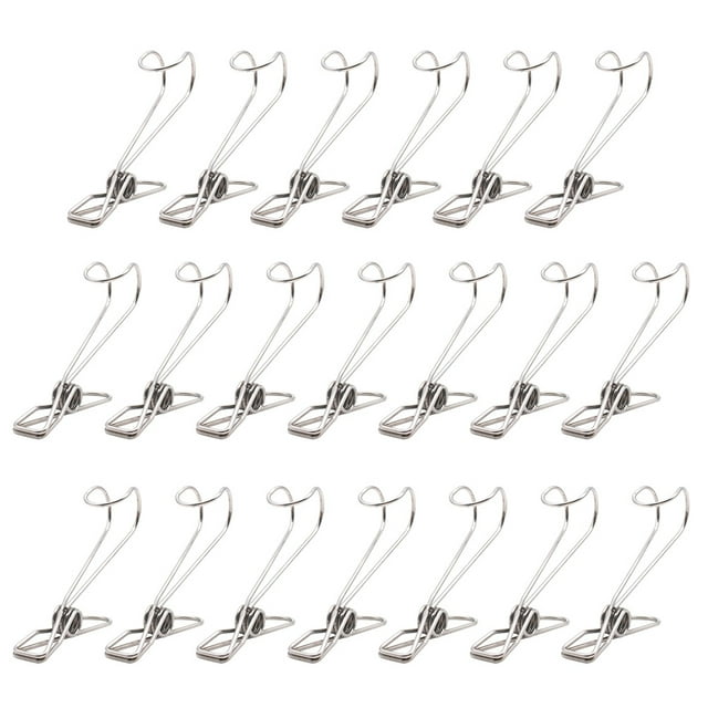 MasteelfCA 20pcs Stainless Steel Wire Clips with Hook Multi-purpose Hanging Clips Clothes for Home