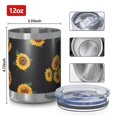 thumbnail image 3 of 12oz Tumblers Black Sunflower Green Leaf Pattern Vacuum Insulated Stainless Steel Travel Tumbler Cups Mug with Lid and Straw for Beer,Coffee,Beverages with Cleaning Brush for Cold & Hot Drinks, 3 of 5
