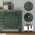 thumbnail image 2 of Floral Carved Buffet & Sideboard Cabinet,Elegant Accent Cabinet with Adjustable Shelves, Solid Wood Legs & Intricate Handles for Dining Room,living room Storage, 2 of 12