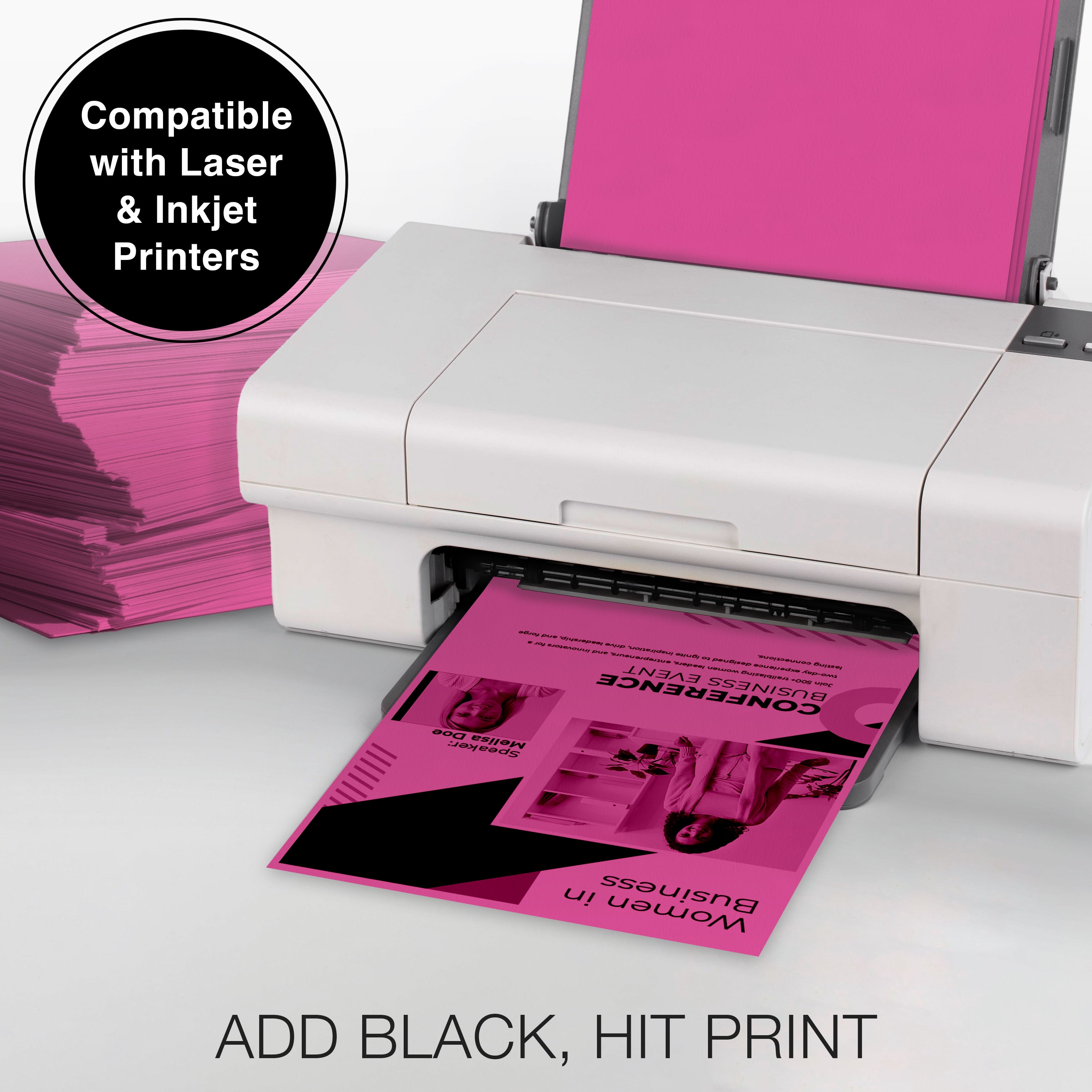 Printworks Bright Color Cardstock, Fuchsia Pink, 8.5 x 11, 65 lb, 500 Sheets