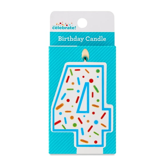 Multicolor Confetti Number 4 Birthday Candle, by Way To Celebrate