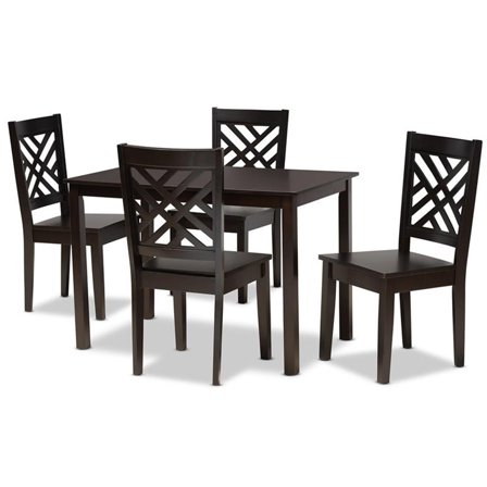 Bowery Hill Dark Brown Finished Wood 5-Piece Dining Set