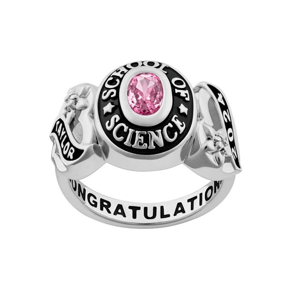 Order Now for 2025 Graduation, Freestyle 10K White Gold Women's Sweetheart Birthstone Class Ring, Personalized, High School or College