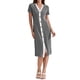 thumbnail image 1 of INSPIRE CHIC Vestido Midi de Punto Rayado de Verano para Mujer con Cuello en V y Manga Corta XS Negro, 1 of 6