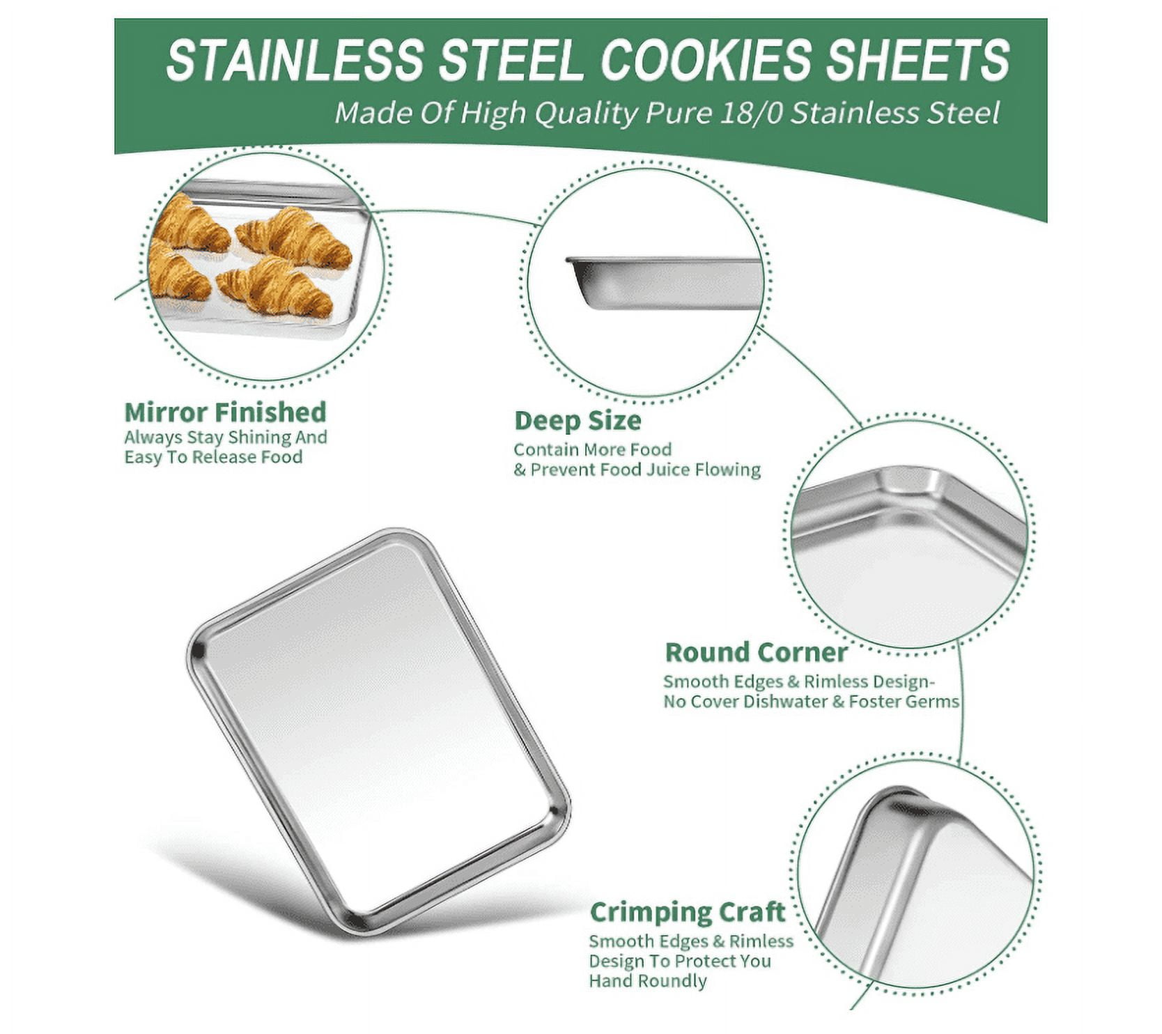 Stainless Steel Baking Sheet with Rack Set, 12.4”x9.7” Cookie