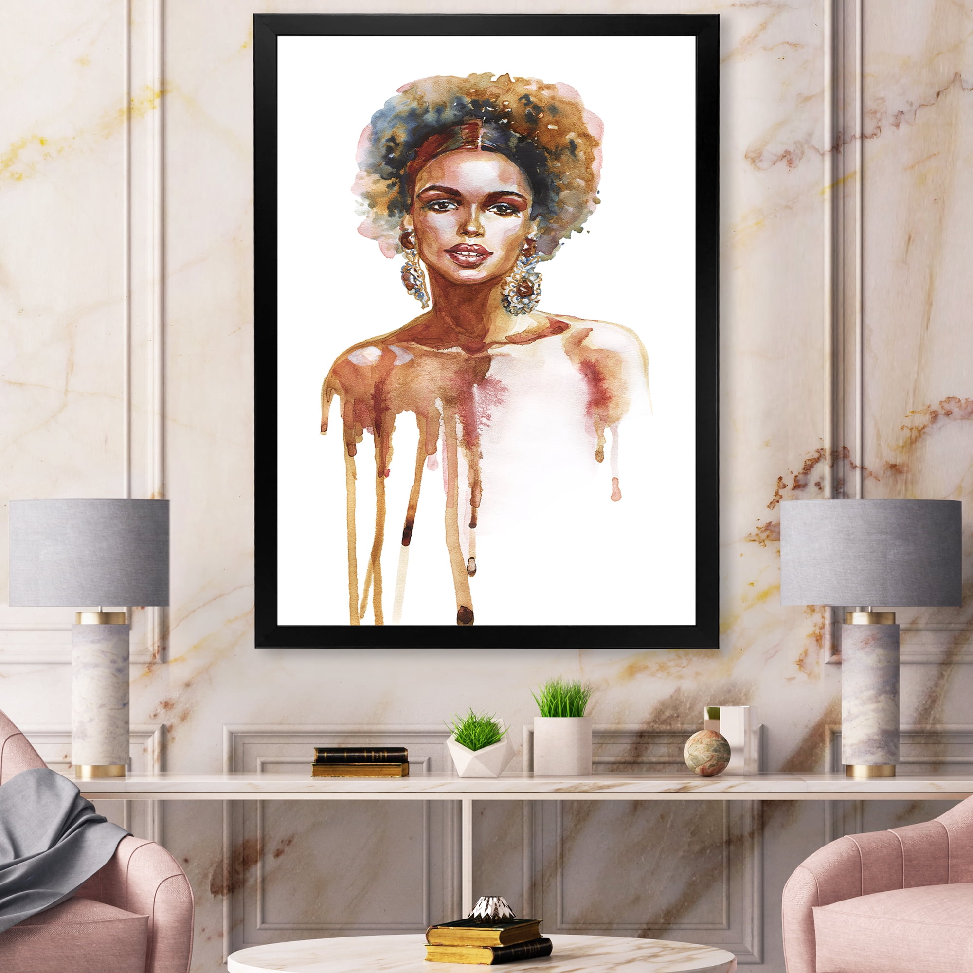 Designart 'Portrait of Afro American Woman XIII' Modern Framed Art Print