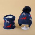 thumbnail image 4 of Toddler Hat and Glove Set Unisex Toddler Winter Warm Knitted Cap and Lined Neck Warmer Printed Soft Cold Weather Gear for Boys and Girls Navy 2 Years-6 Years, 4 of 5