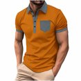 thumbnail image 2 of QUINDOS Crew Neck Shirts for Men Big and Tall Short Sleeve Polo Casual Shirts Pockets Button Cotton Slim Solid T-shirts, 2 of 3