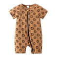 thumbnail image 1 of MIASHUI Toddler Summer Clothes Unisex Baby Boy Girl Rompers Short Sleeve Two Way Zipper Jumpsuits,Brown,18-24 Months, 1 of 3