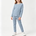 thumbnail image 4 of JOANKDMI 2 Piece Girls Pj Set Toddler Long Sleeve Top and Sweatpants Lounge Set Teen Comfortable Cotton Blend Sleepwear Elastic Waist Casual Basic Outfit for Kids Everyday Wear, 4 of 5